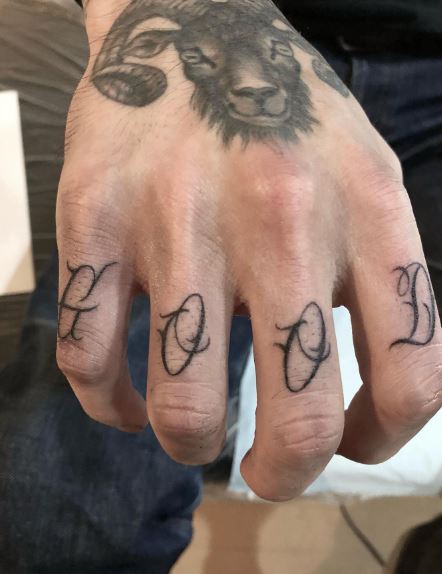 Hand Written Letters Knuckle Tattoo