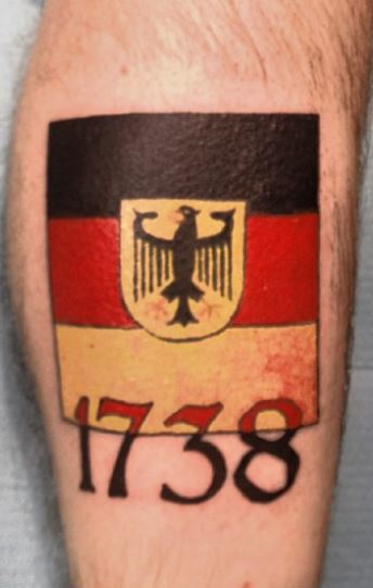 Colorful German Flag with Year Leg Tattoo