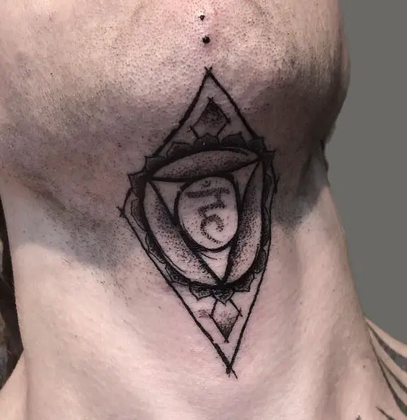 Geometrical Ornament Simple Neck Tattoo