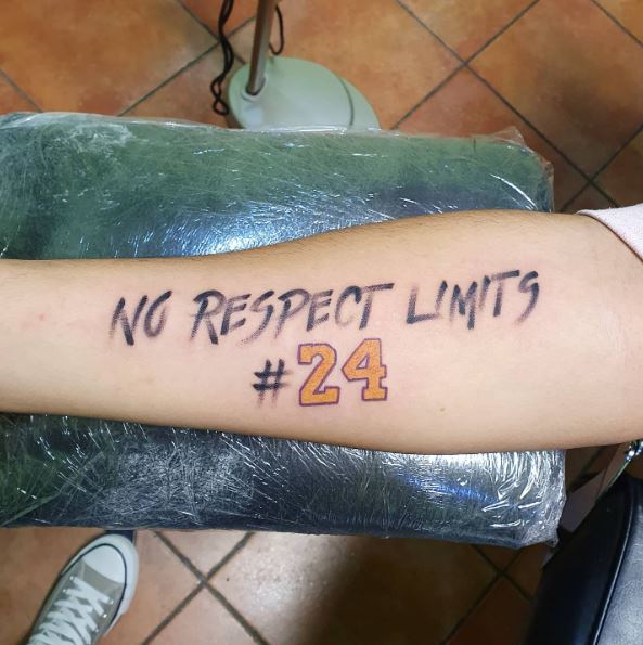 No. 24 with Lettering Forearm Tattoo