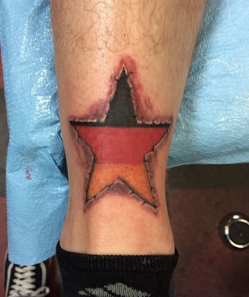 German Flag Star Leg Patch Tattoo