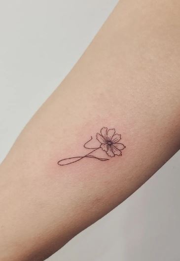 Handwritten Initial Letter Y with Flower Forearm Tattoo