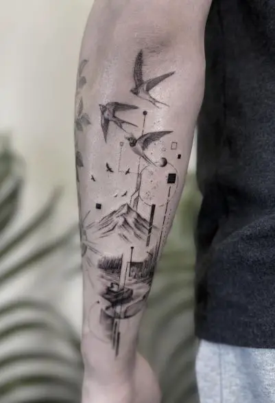 Micro-Realism Patchwork Forearm Tattoo