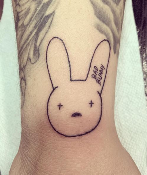 Black Bad Bunny Logo Wrist Tattoo