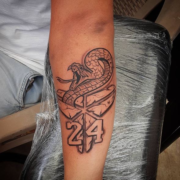 Mamba, Kobe Bryant Logo and No. 24 Forearm Tattoo