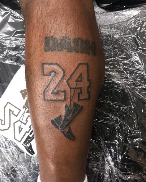 No. 24 with Sneakers Leg Tattoo