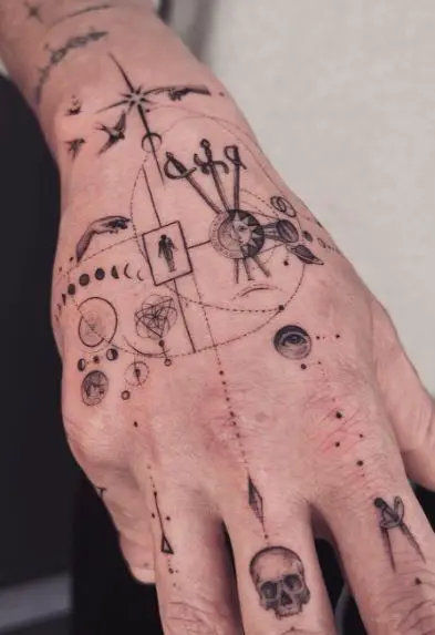 Micro-Realism Patchwork Hand Tattoo