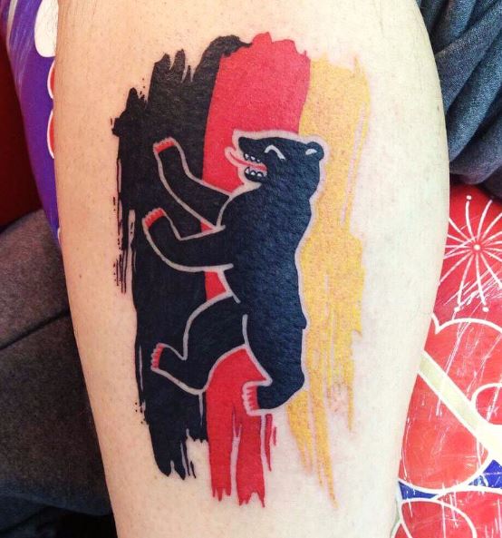 Berlin Bear and German Flag Colors Tattoo