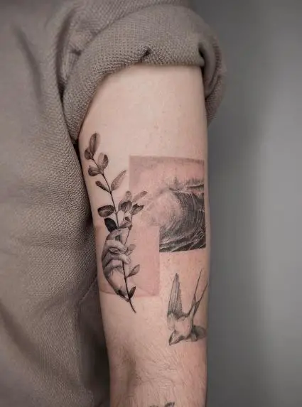 Micro-Realism Patchwork Arm Tattoo