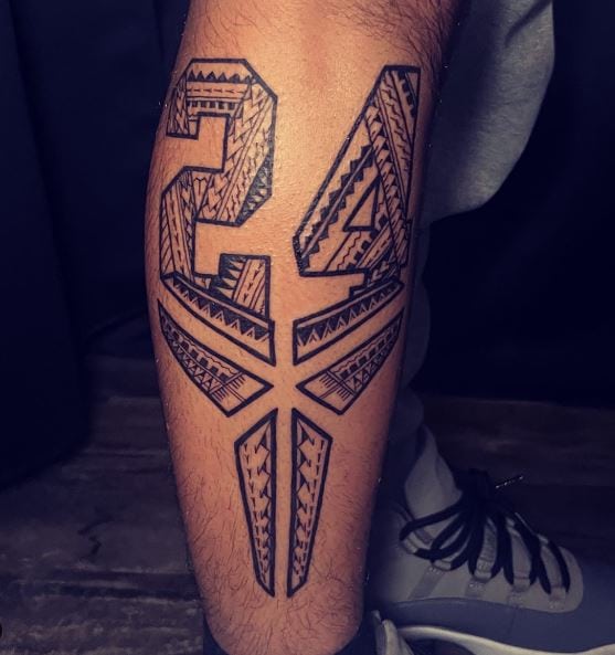 Kobe Bryant Logo and No. 24 Leg Tattoo