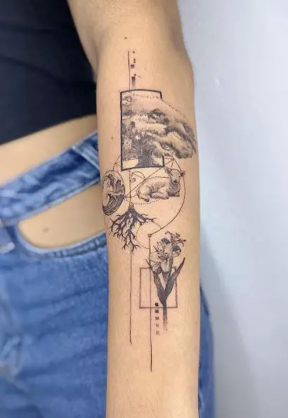 Micro-Realism Patchwork Forearm Tattoo