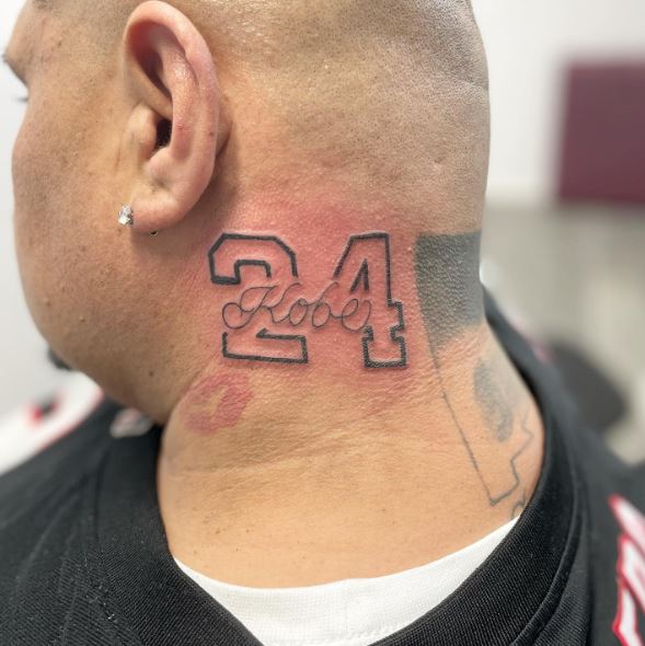 No. 24 with Kobe Name Neck Tattoo
