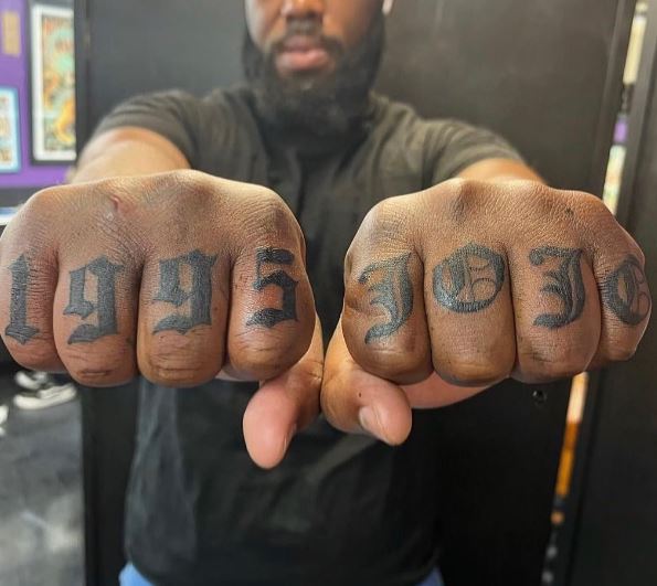 Vintage Bold Letters and Numbers Knuckles Tattoo
