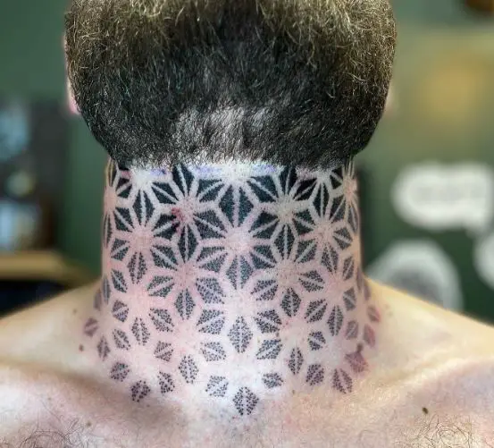 Geometric Pattern Throat Tattoo