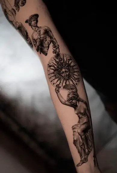 Historical Patchwork Arm Tattoo
