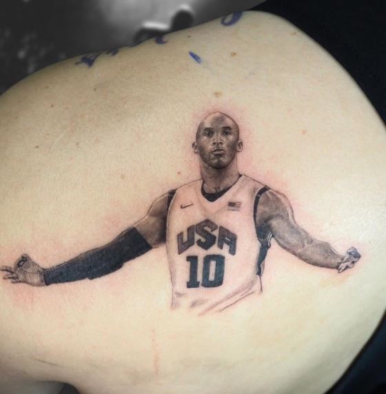 Kobe Bryant in USA Jersey Shoulder Tattoo