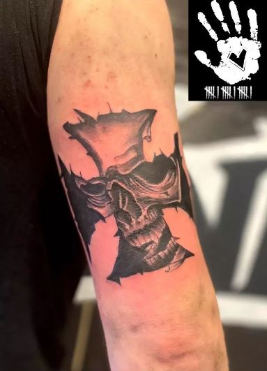 Iron Cross with Skull Arm Tattoo