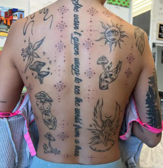 Ethereal Patchwork Back Tattoo