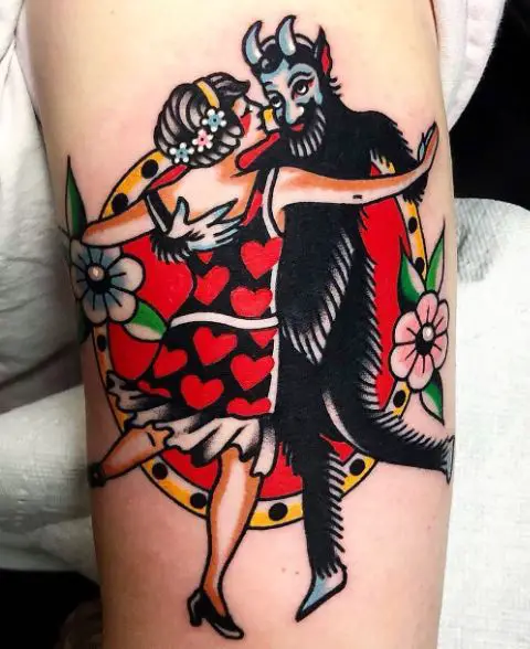 Colorful Traditional Last Dance Arm Tattoo