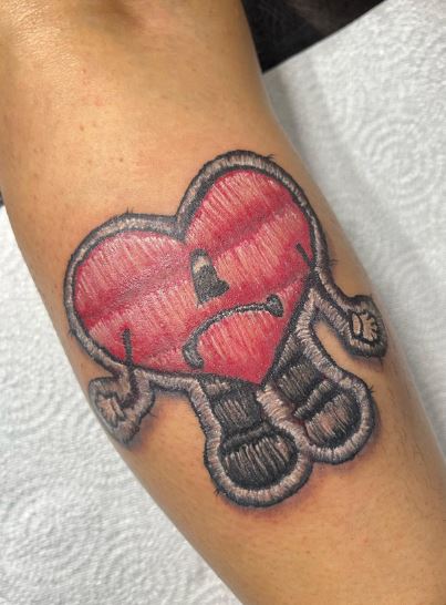 Colored Sad Heart from Un Verano Sin Ti Cover Calf Patch Tattoo