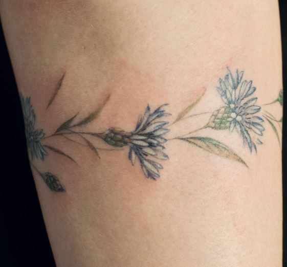 Cornflowers Forearm Band Tattoo