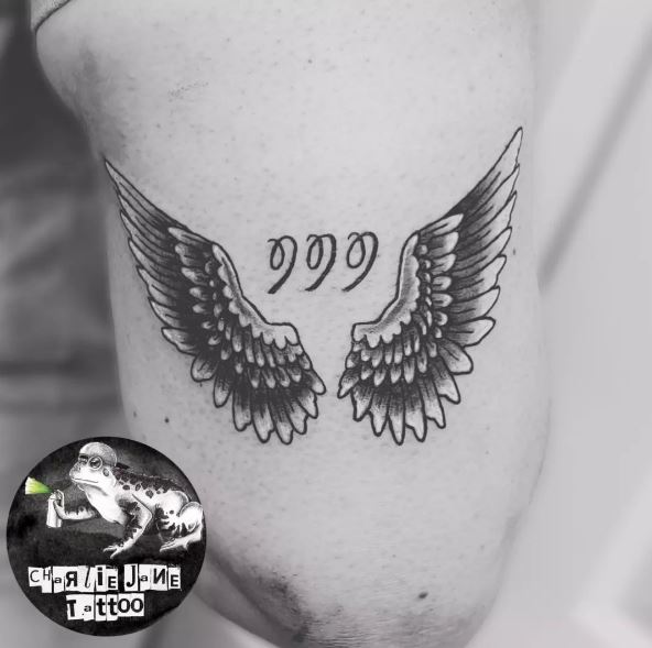 Number 999 with Wings Arm Tattoo