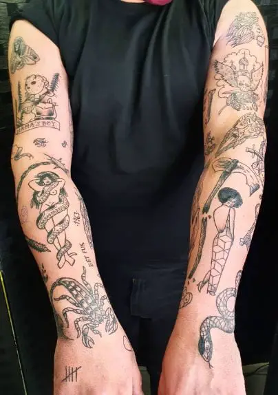 Spooky Patchwork Arm Tattoo