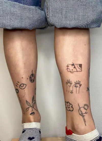 Random Patchwork Leg Tattoos