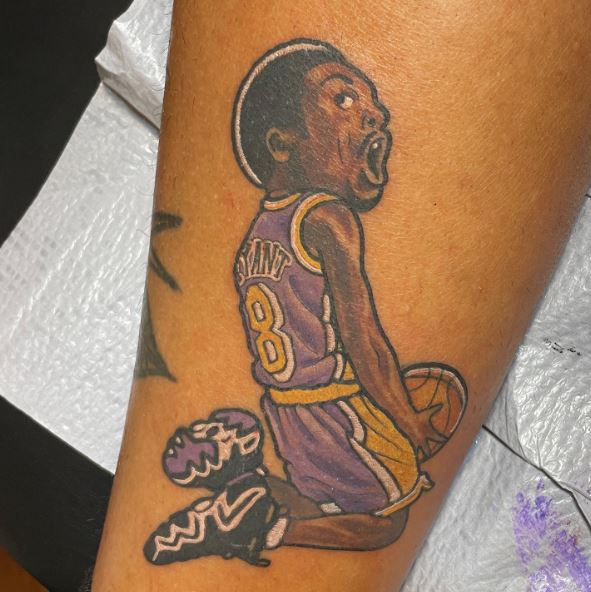 Kobe Bryant Backward Dunk Leg Tattoo