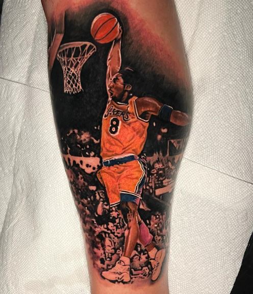 Kobe Bryant One Hand Dunk Leg Tattoo