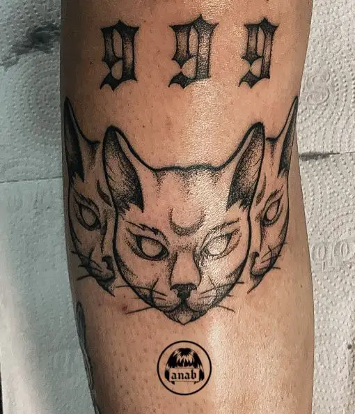 Black and Grey Cats and 999 Tattoo