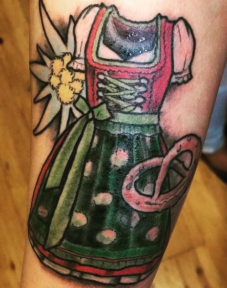 Flower and Traditional Dirndl Tattoo