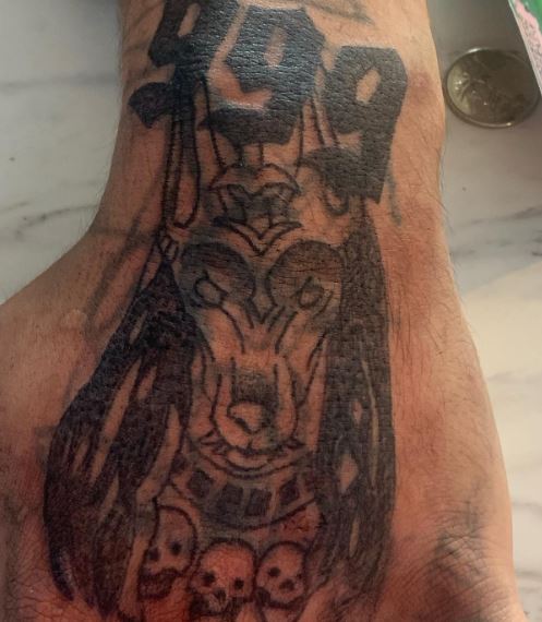 Anubis and 999 Hand Tattoo
