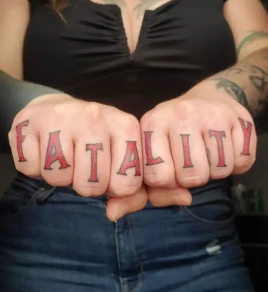 Red Letters Knuckles Tattoo