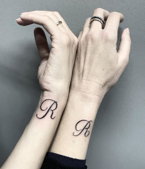Initial Letters RR Matching Wrist Tattoos