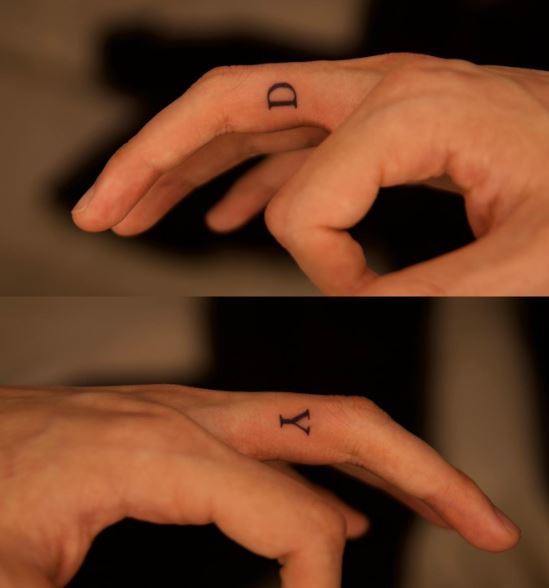 Initial Letters DY Matching Finger Tattoos
