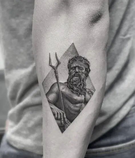Statue of Hades with Bident Forearm Tattoo