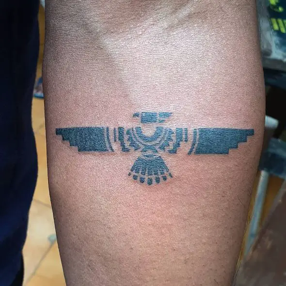 Minimalistic Native American Eagle Forearm Tattoo
