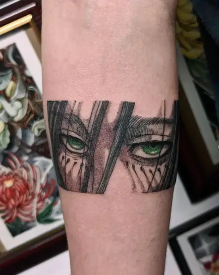 Eren Yeager's Green Eyes Forearm Tattoo