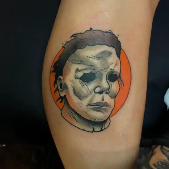 Colored Michael Myers Portrait Forearm Tattoo