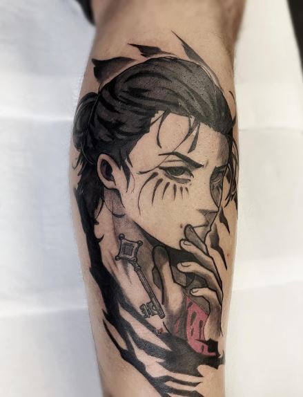 Eren Yeager with Bloody Hand Forearm Tattoo