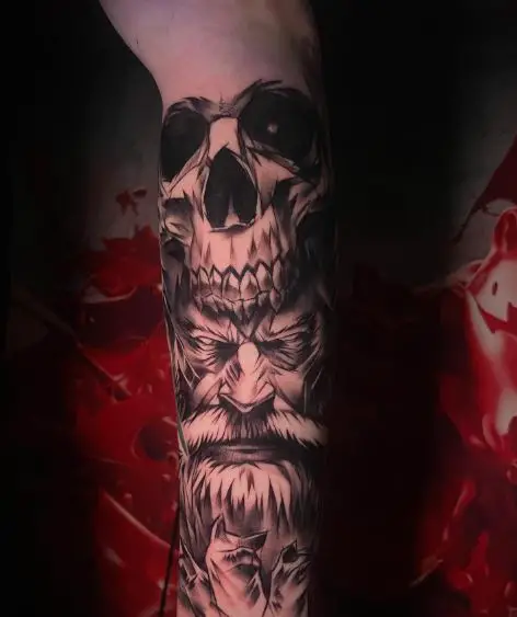 Skull and Hades Forearm Tattoo
