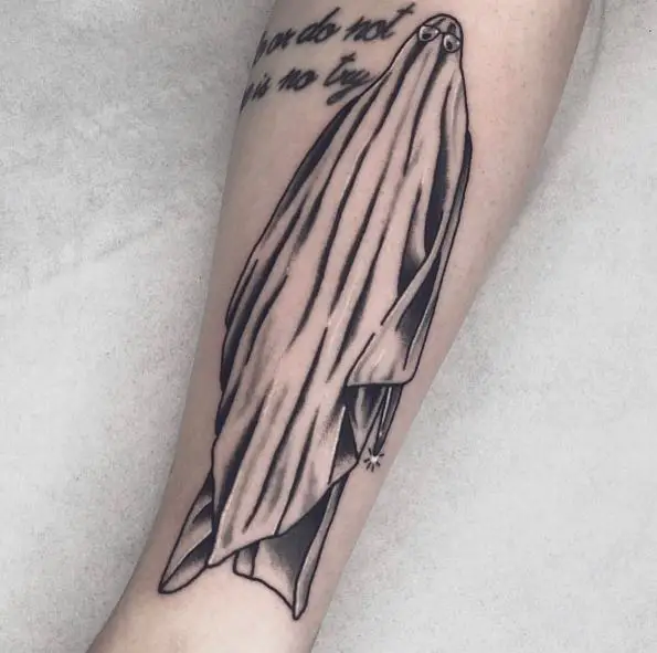 Shaded Michael Myers Ghost Costume Forearm Tattoo