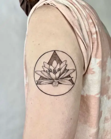 Grey AA Symbol and Lotus Flower Arm Tattoo