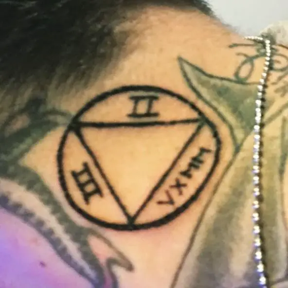 AA Symbol with Date Sobriety Neck Tattoo