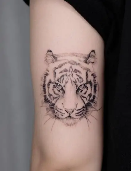 White Tiger Face Arm Tattoo