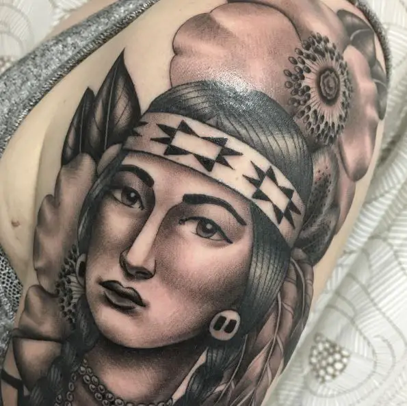 Cherokee Woman Arm Tattoo