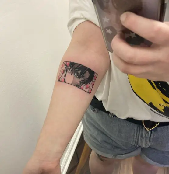 Hearts and Levi Ackerman Forearm Tattoo