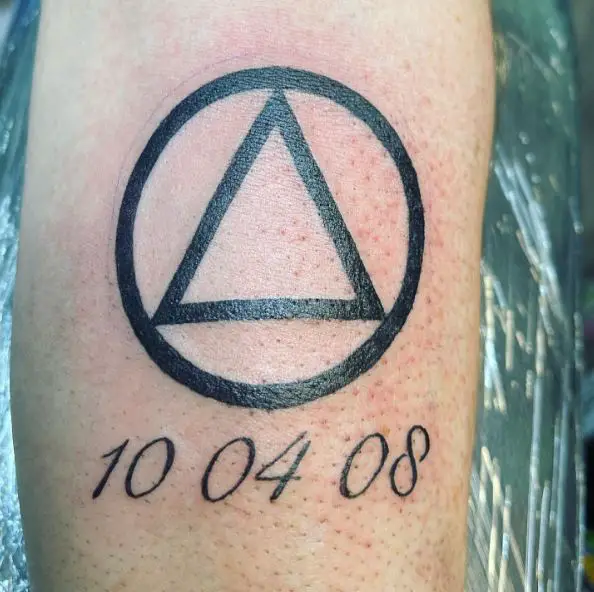 AA Symbol and Date Sobriety Forearm Tattoo