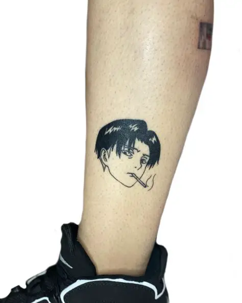 Minimalistic Levi Ackerman with Cigarette Calf Tattoo